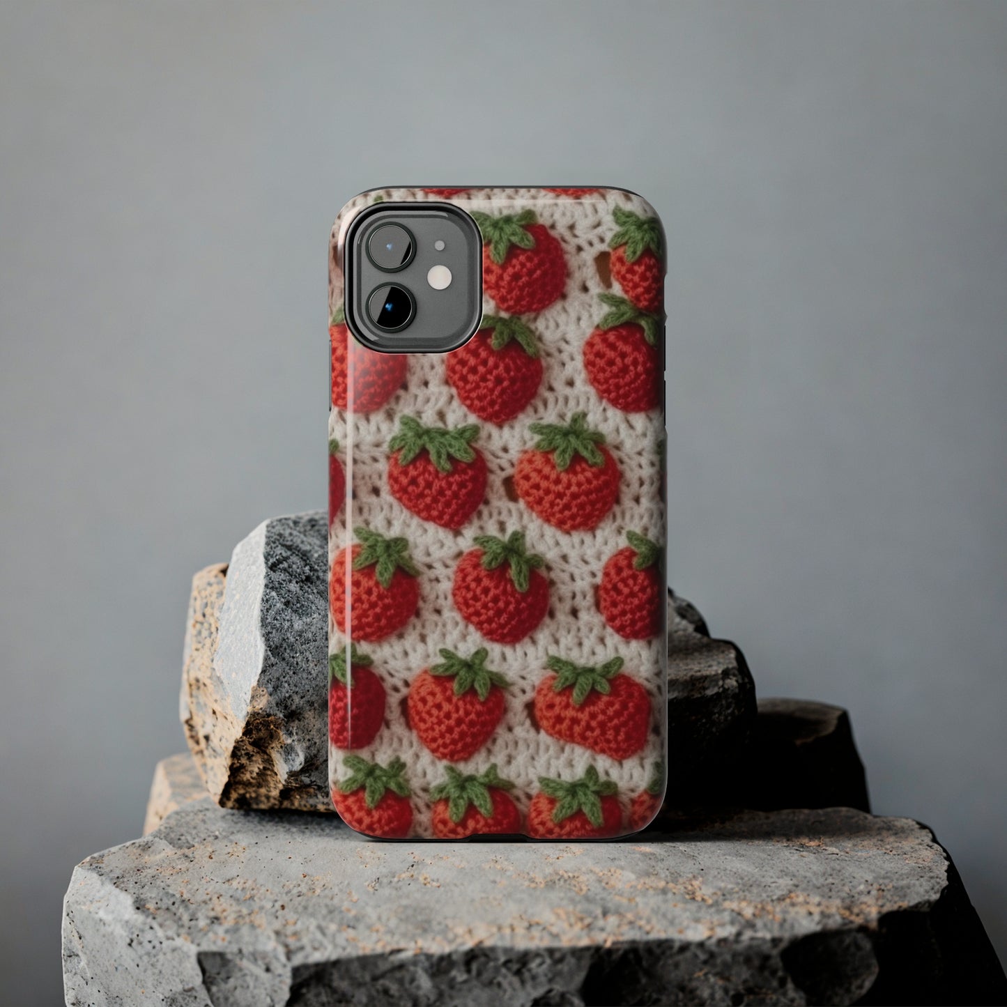 Strawberry Traditional Japanese, Crochet Craft, Fruit Design, Red Berry Pattern - Tough Phone Cases