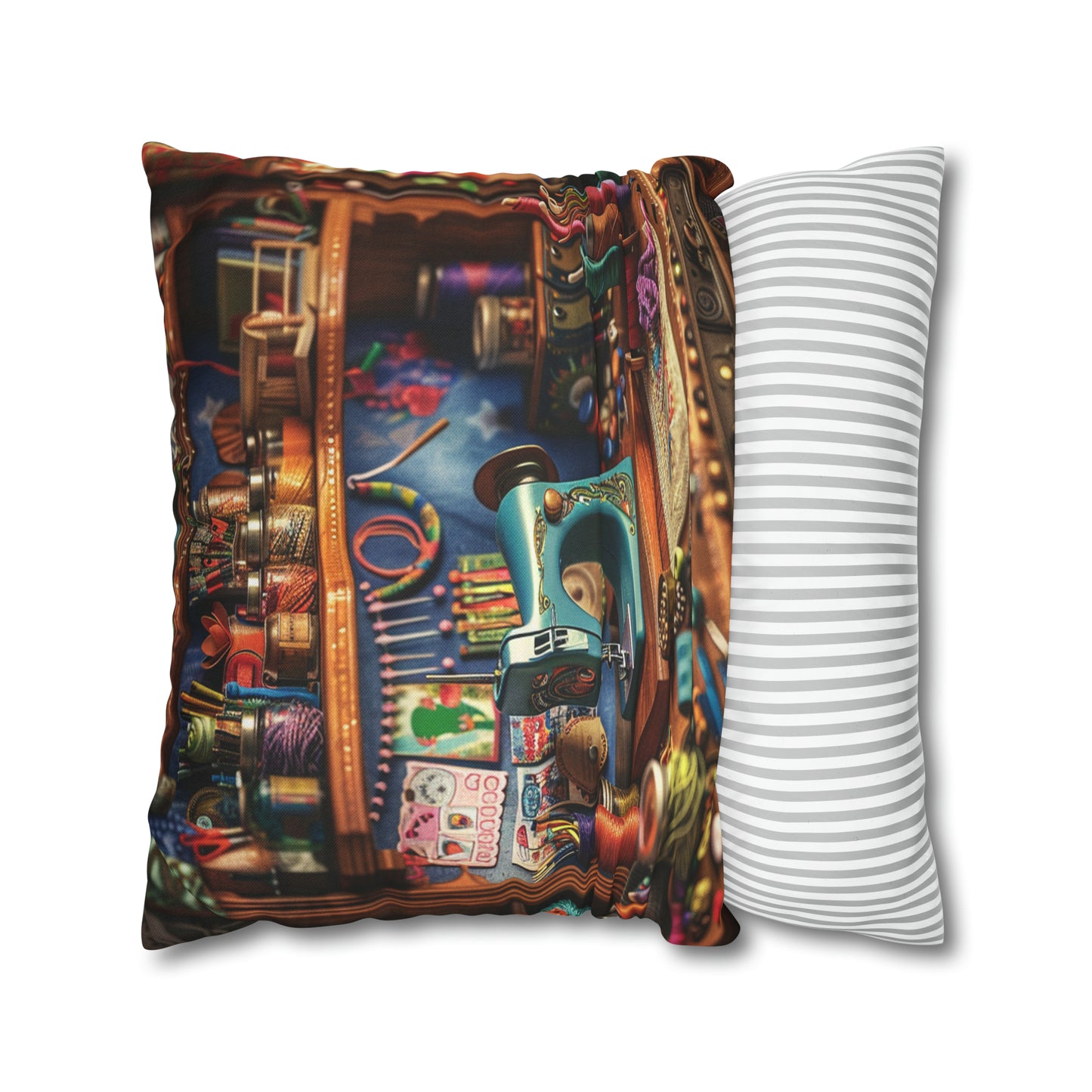 Seamstress Dream: Enchanted Sewing Nook Tapestry, Artisan Craft Room - Spun Polyester Square Pillowcase