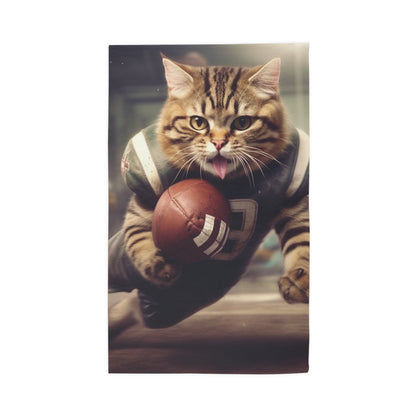 Football Field Felines: Kitty Cats in Sport Tackling Scoring Game Position - Dobby Rug