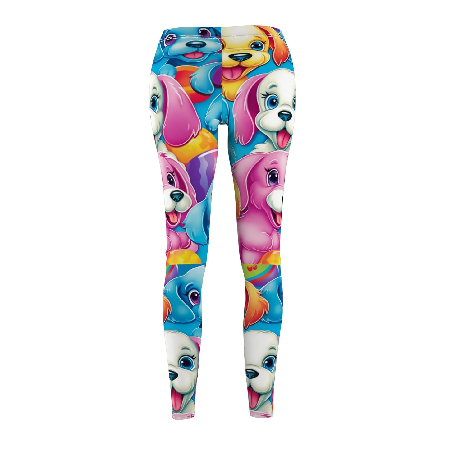 Happy Puppy & Dog Design - Vivid and Eye-Catching - Women's Cut & Sew Casual Leggings (AOP)