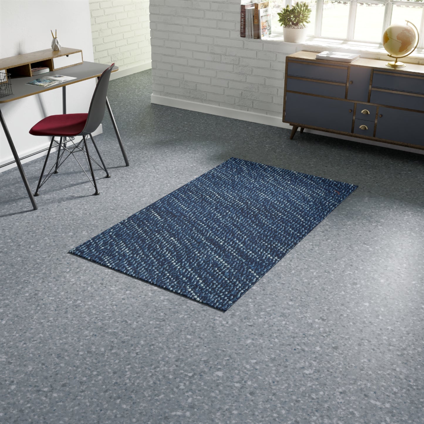 Denim-Inspired Design - Distinct Textured Fabric Pattern - Dobby Rug