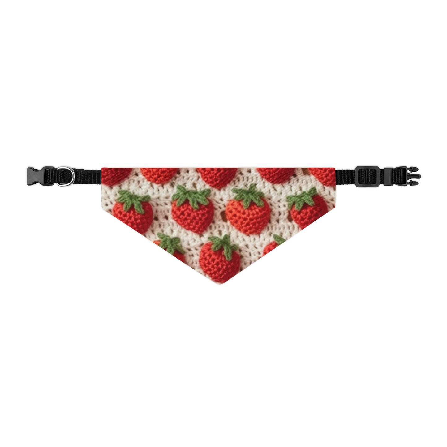 Fresa japonesa tradicional, artesanía de ganchillo, diseño de frutas, patrón de bayas rojas - Collar de bandana para perros y mascotas 