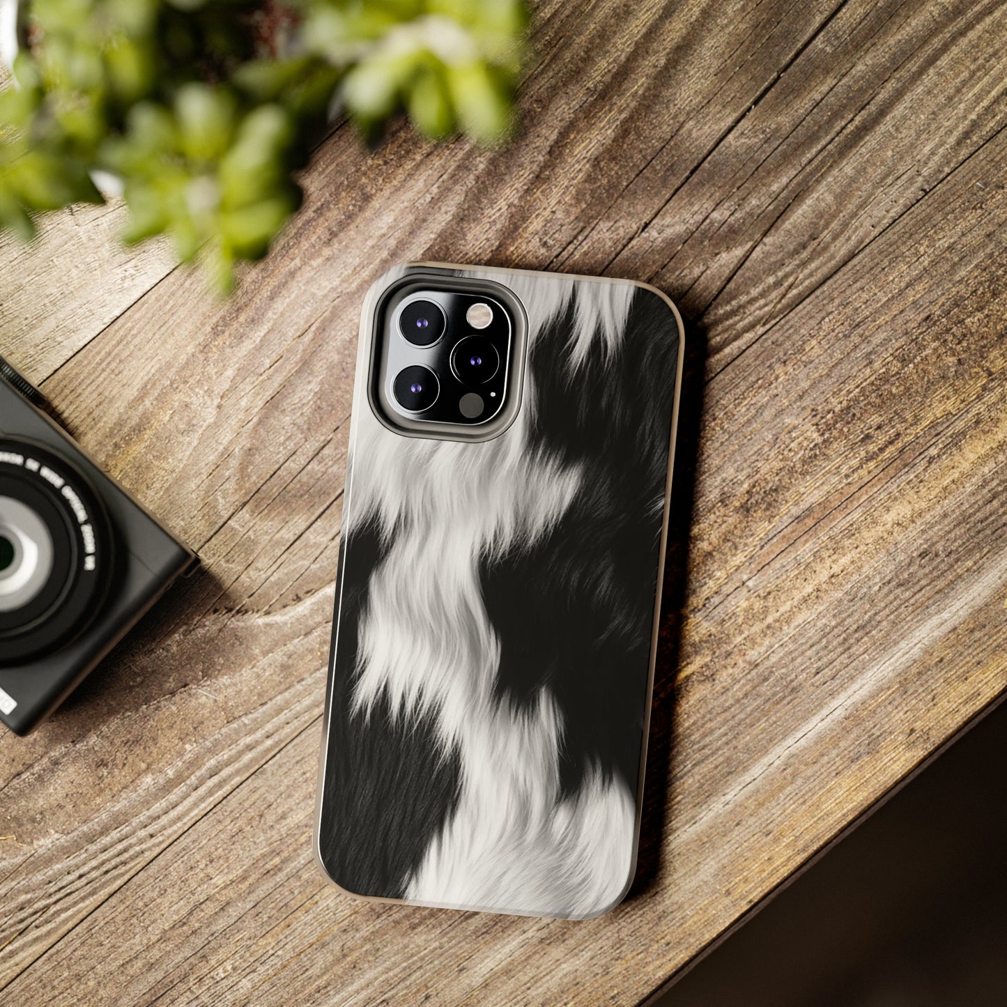 Cowhide on Hair Leather - Black and White - Designer Style - Tough Phone Cases