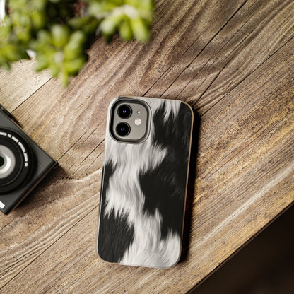 Cowhide on Hair Leather - Black and White - Designer Style - Tough Phone Cases