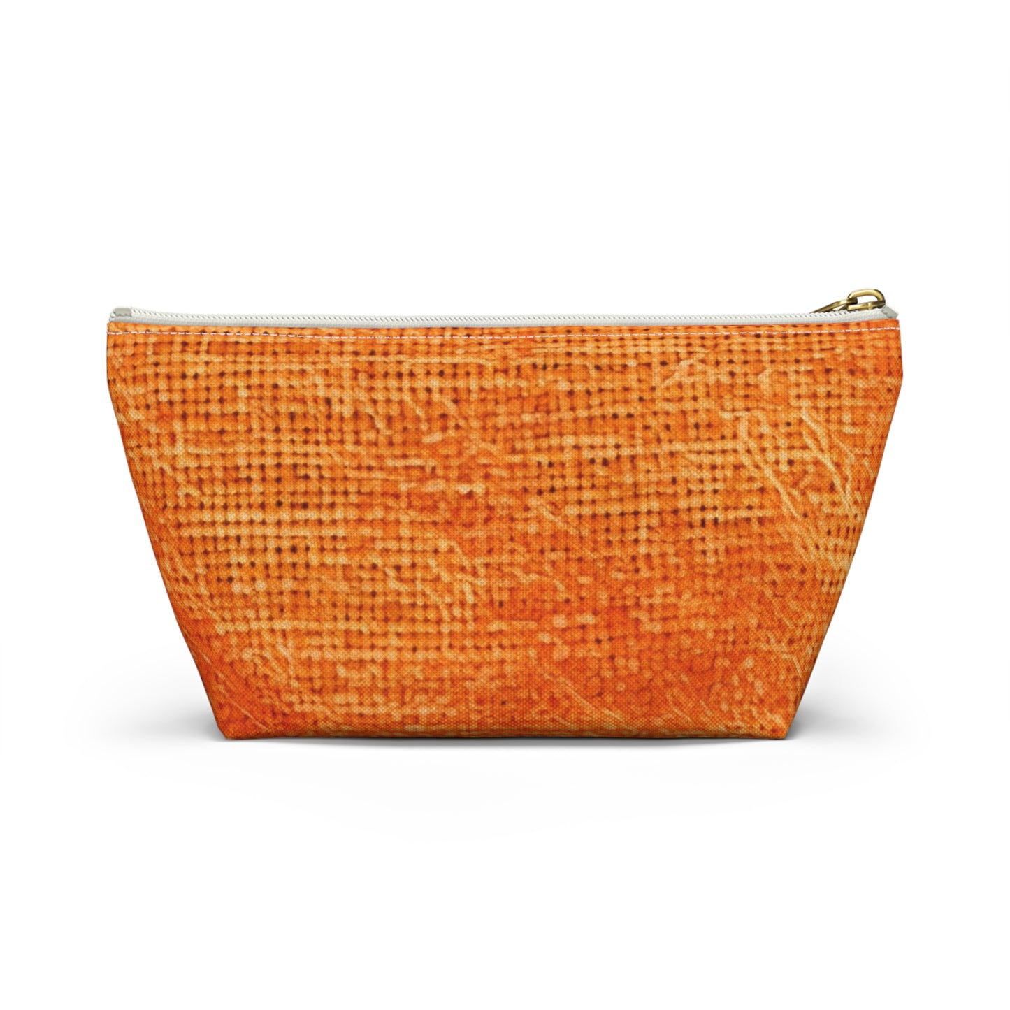 Naranja quemado/óxido: tela de color otoñal inspirada en la mezclilla - Bolsa para accesorios con parte inferior en forma de T 