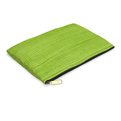 Lush Grass Neon Green: Denim-Inspired, Springtime Fabric Style - Accessory Pouch