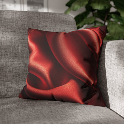 Red Silk, Spun Polyester Square Pillowcase