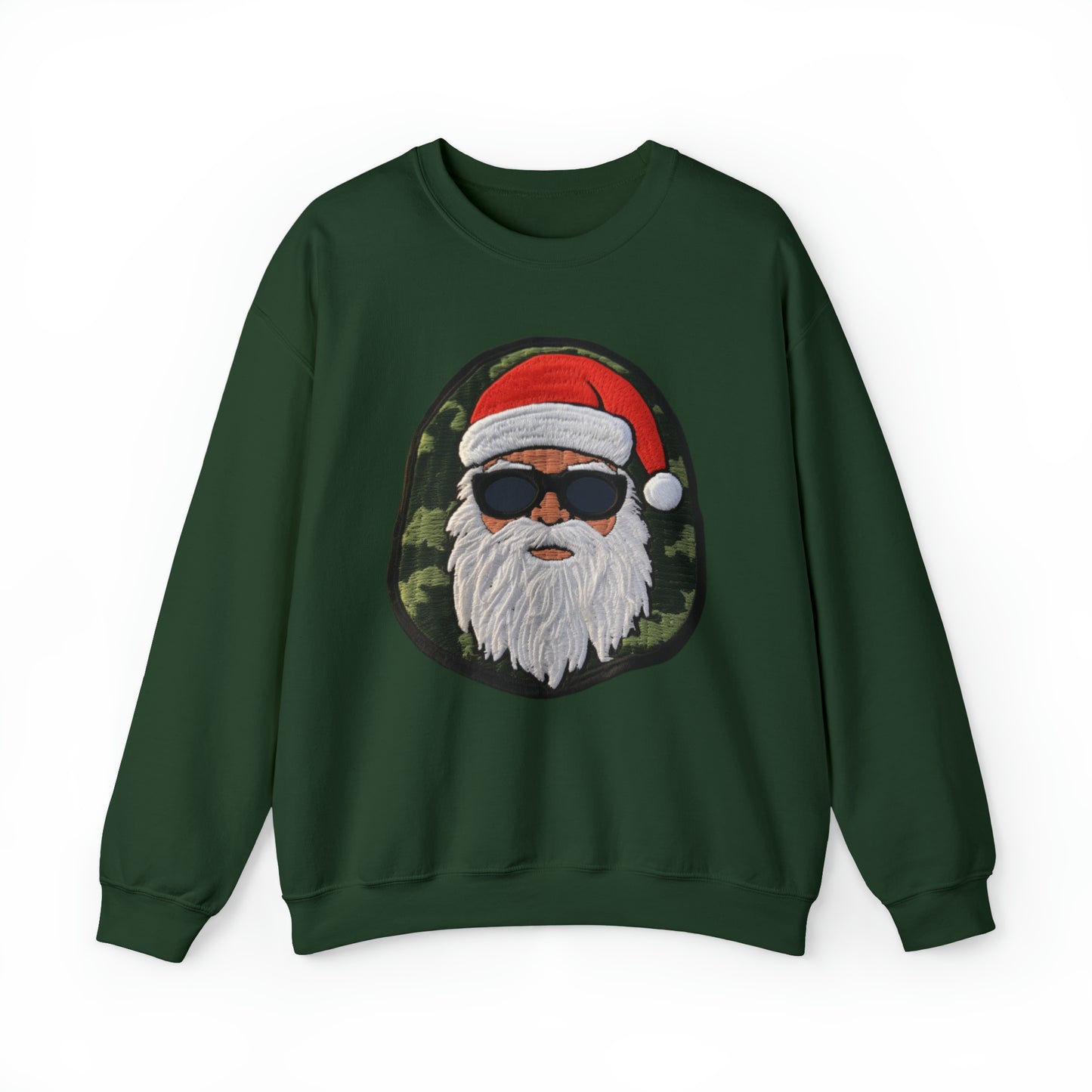 Military Santa Camo Patch - Marine Christmas Chenille Badge - Festive Decor - Unisex Heavy Blend™ Crewneck Sweatshirt