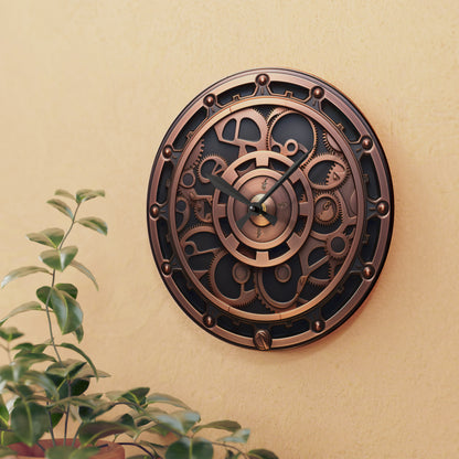 Copper Steam Punk, Gear Style Design, Acrylic Wall Clock