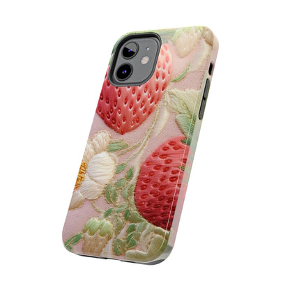 Red Berry Strawberries - Embroid Fruit - Healthy Crop Feast Food Design - Tough Phone Cases