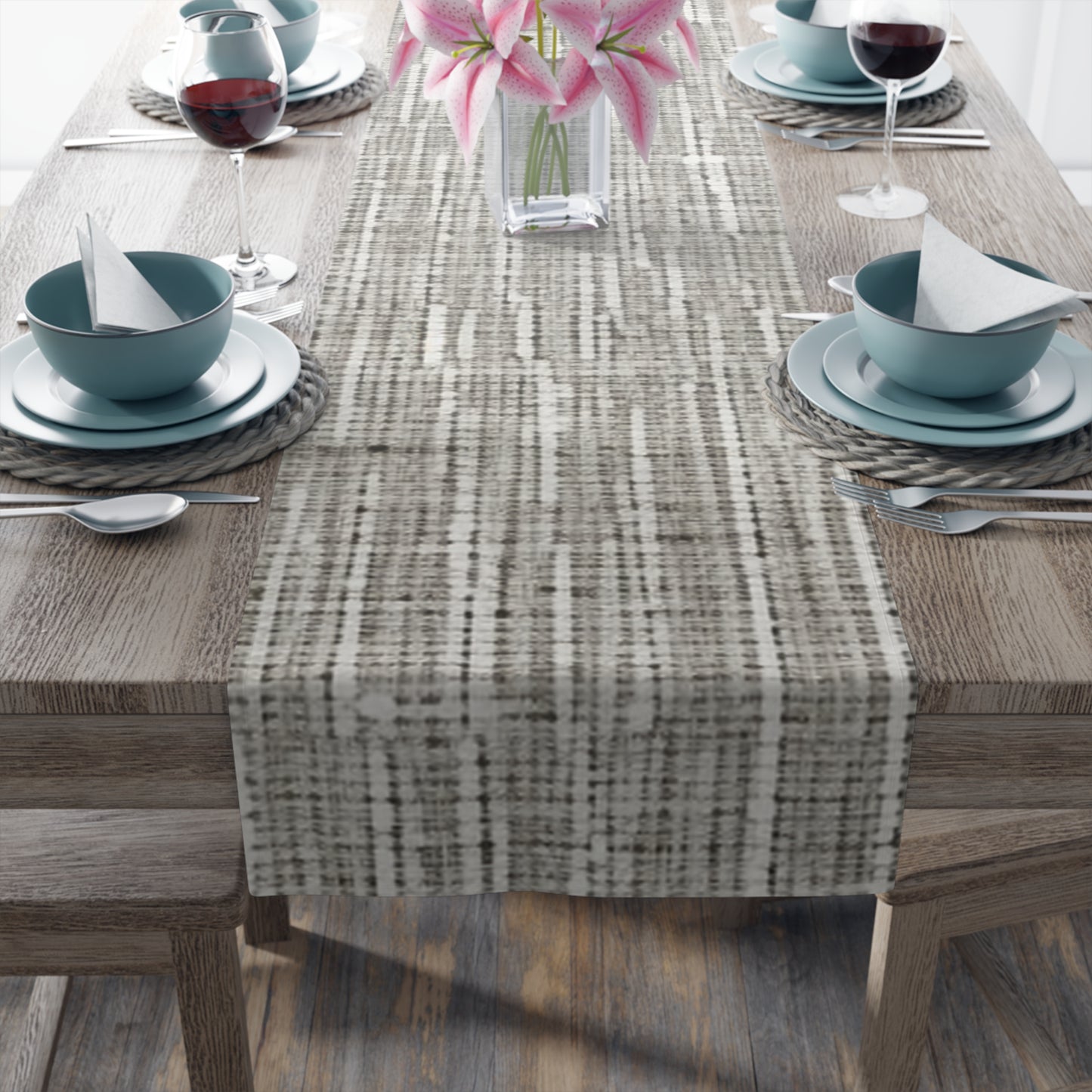 Silver Grey: Denim-Inspired, Contemporary Fabric Design - Table Runner (Cotton, Poly)