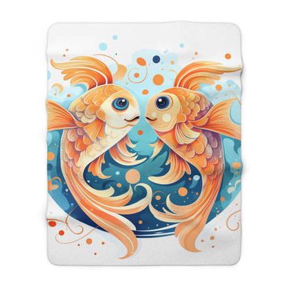 Charming Cartoon Fish Pisces - Dreamy Zodiac Illustration - Sherpa Fleece Blanket