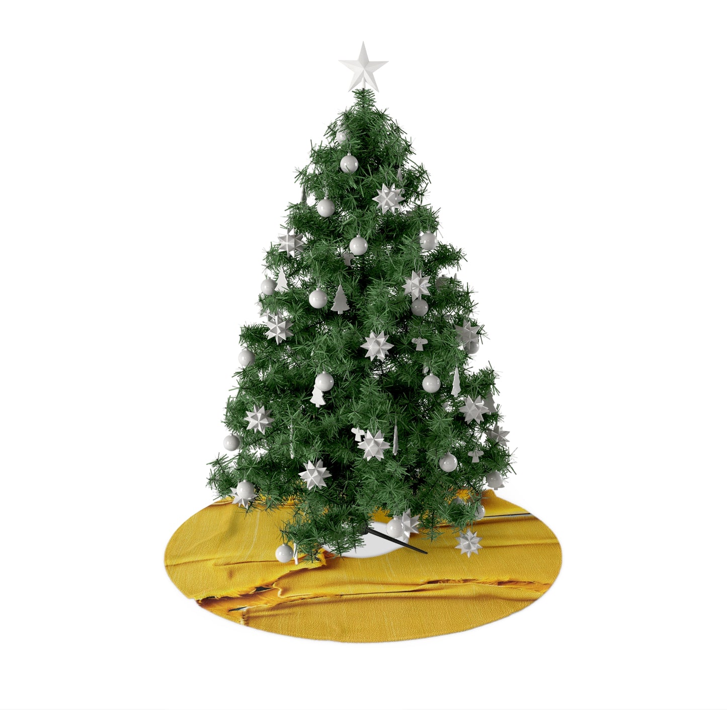 Banana Yellow Lemon: Bold Distressed, Denim-Inspired Fabric - Christmas Tree Skirts