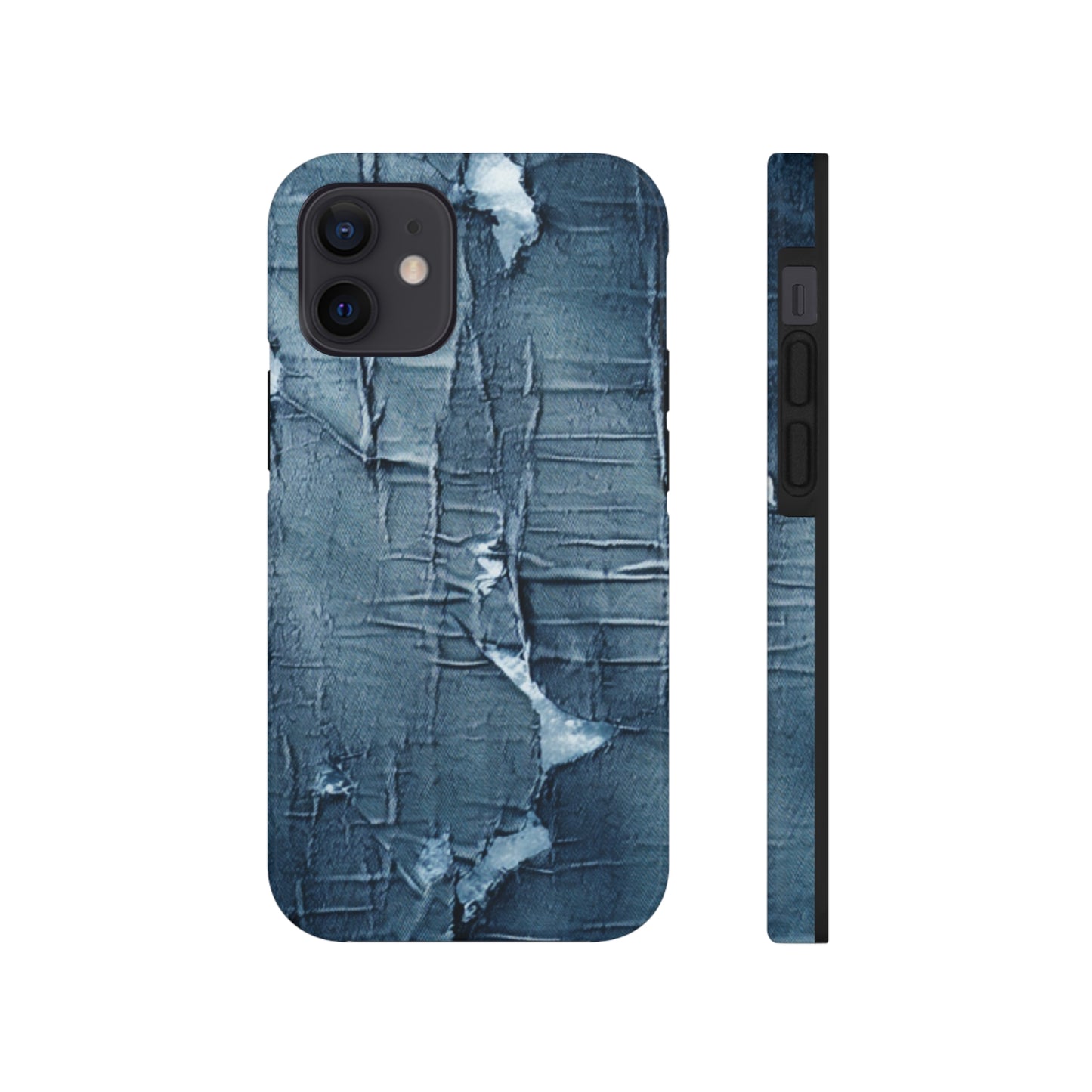 Distressed Blue Denim-Look: Edgy, Torn Fabric Design - Tough Phone Cases