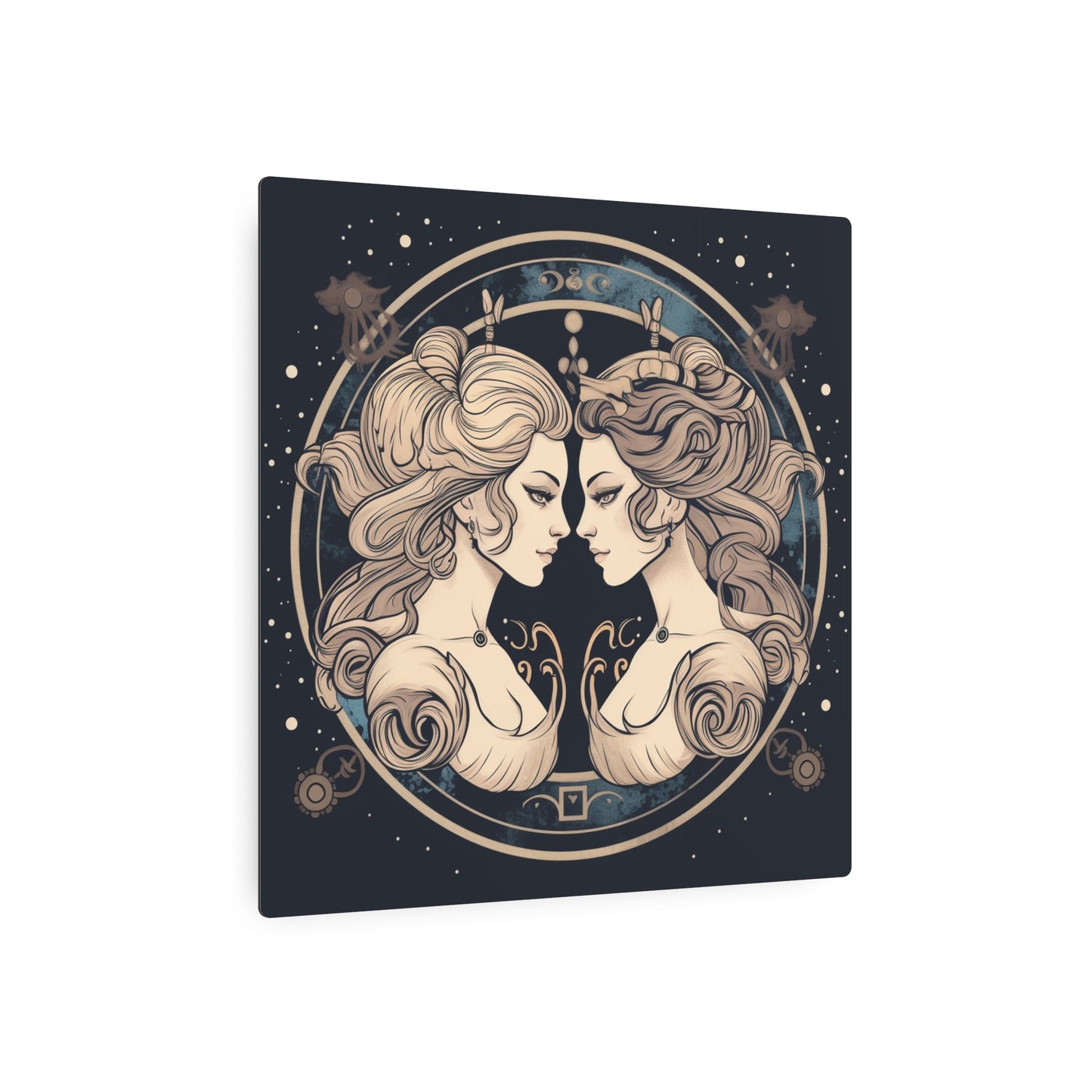 Duality of Gemini - Expressive Twins Zodiac Astrology - Metal Art Sign