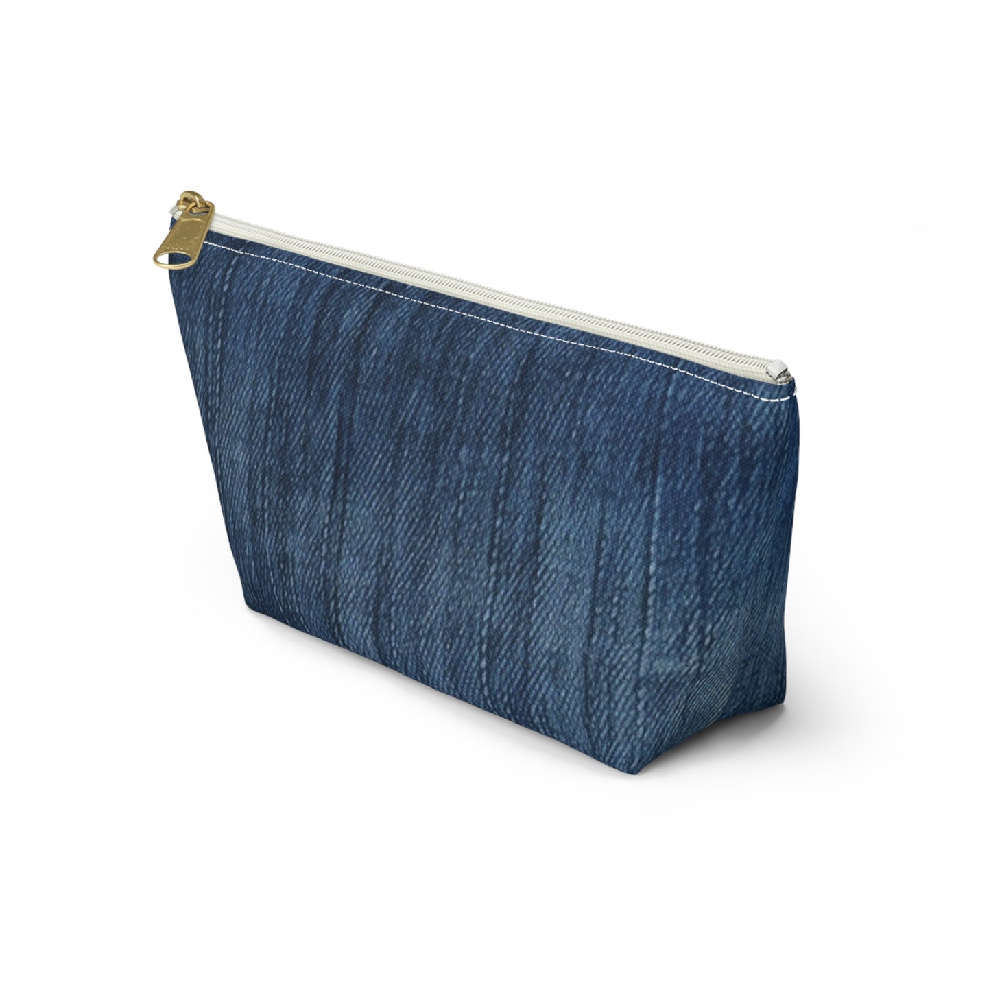 Indigo Splash: Washed Denim Reverie in Deep Blue - Accessory Pouch w T-bottom