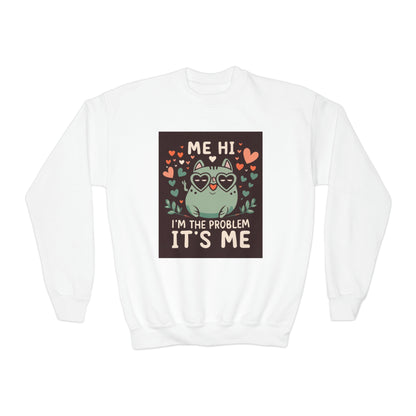 Me Hi Im The Problem Its Me - Regalo para amantes de los gatitos y gatos - Sudadera con cuello redondo para jóvenes