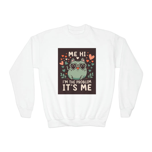 Me Hi Im The Problem Its Me - Regalo para amantes de los gatitos y gatos - Sudadera con cuello redondo para jóvenes