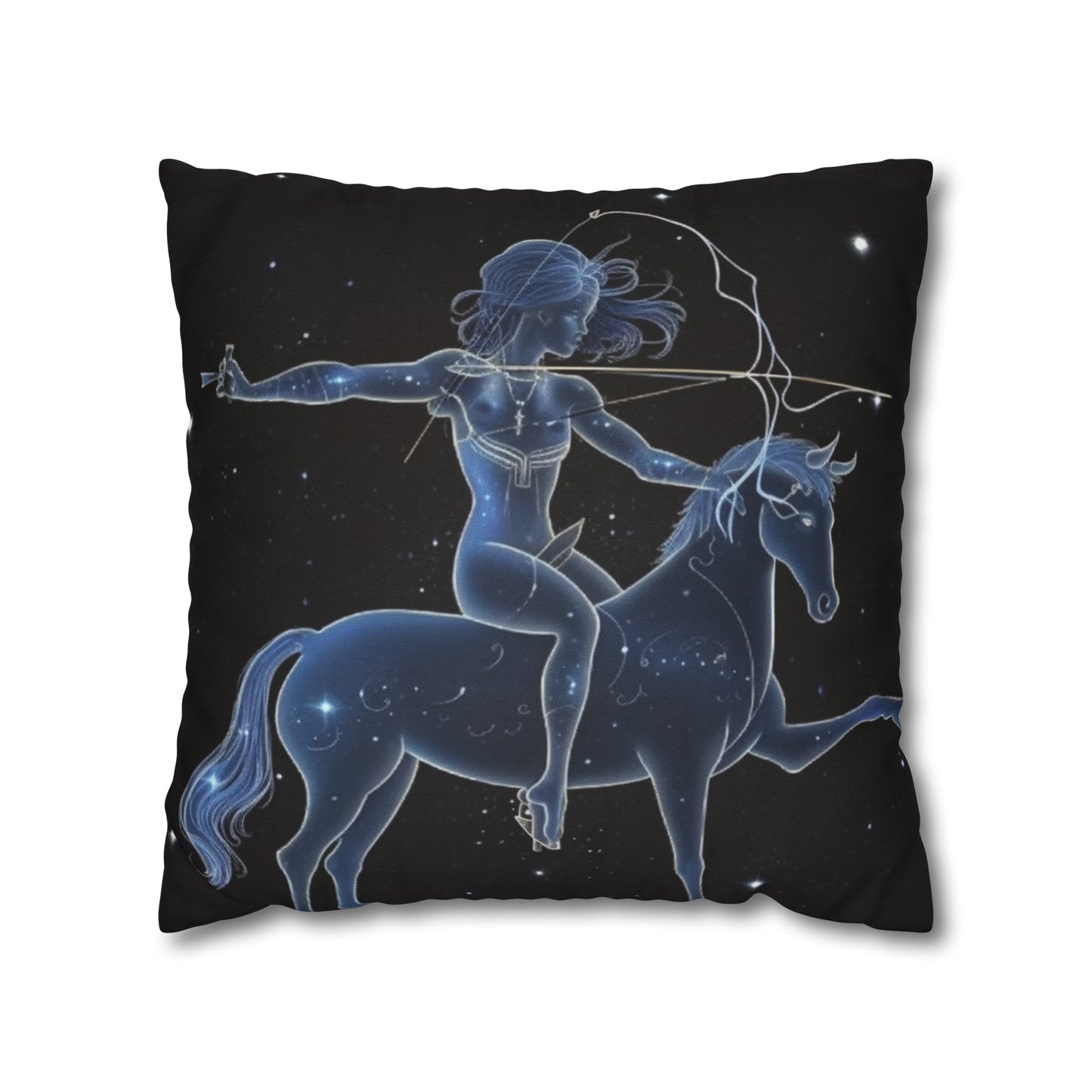 Sagittarius Zodiac in Starlit Universe - Fluorescent Colors - Spun Polyester Square Pillow Case