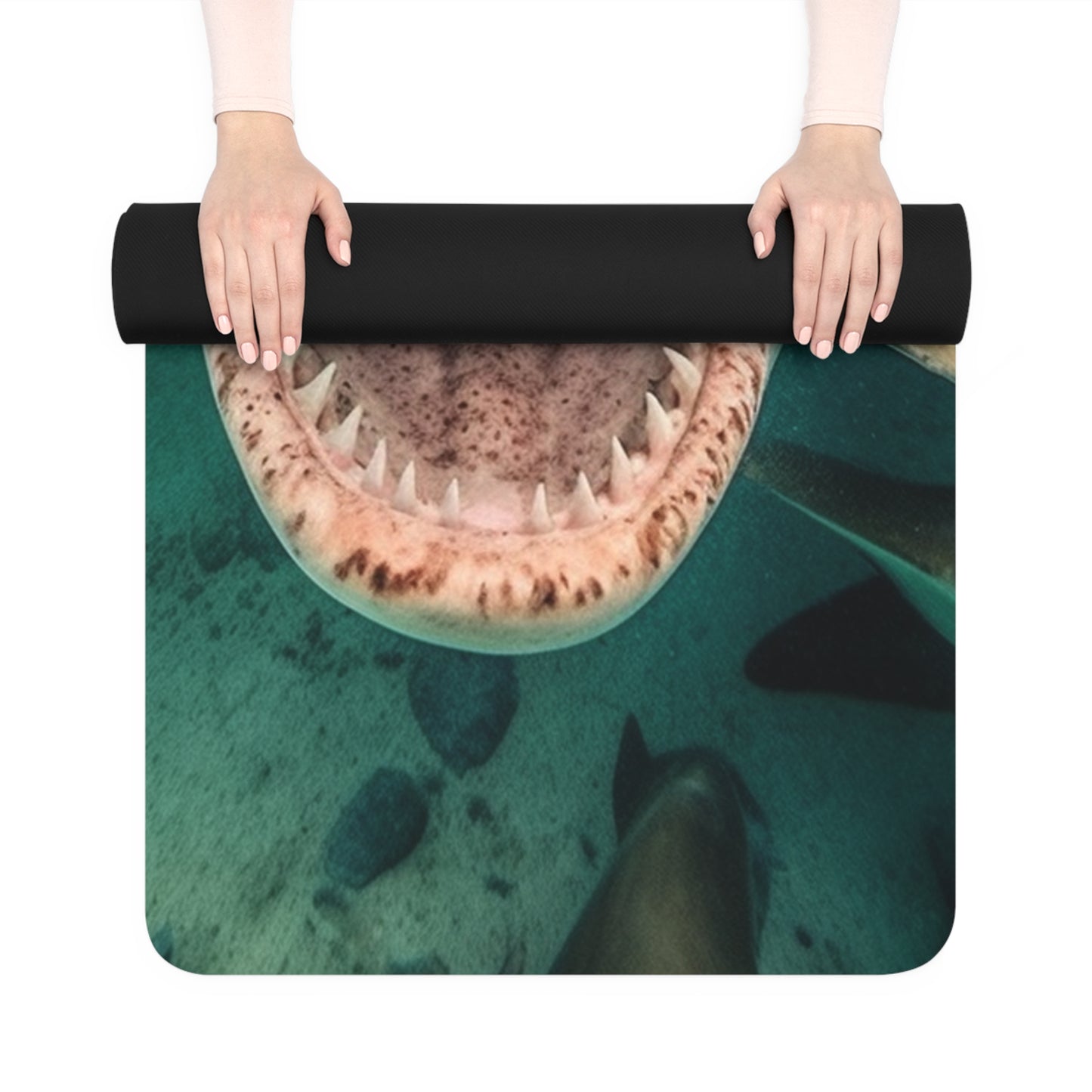 Laughing Lemon Sharks: Joyful Sea Jaws Ocean Deep - Rubber Yoga Mat