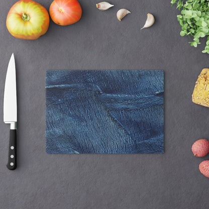 Dark Blue: Distressed Denim-Inspired Fabric Design - Cutting Board