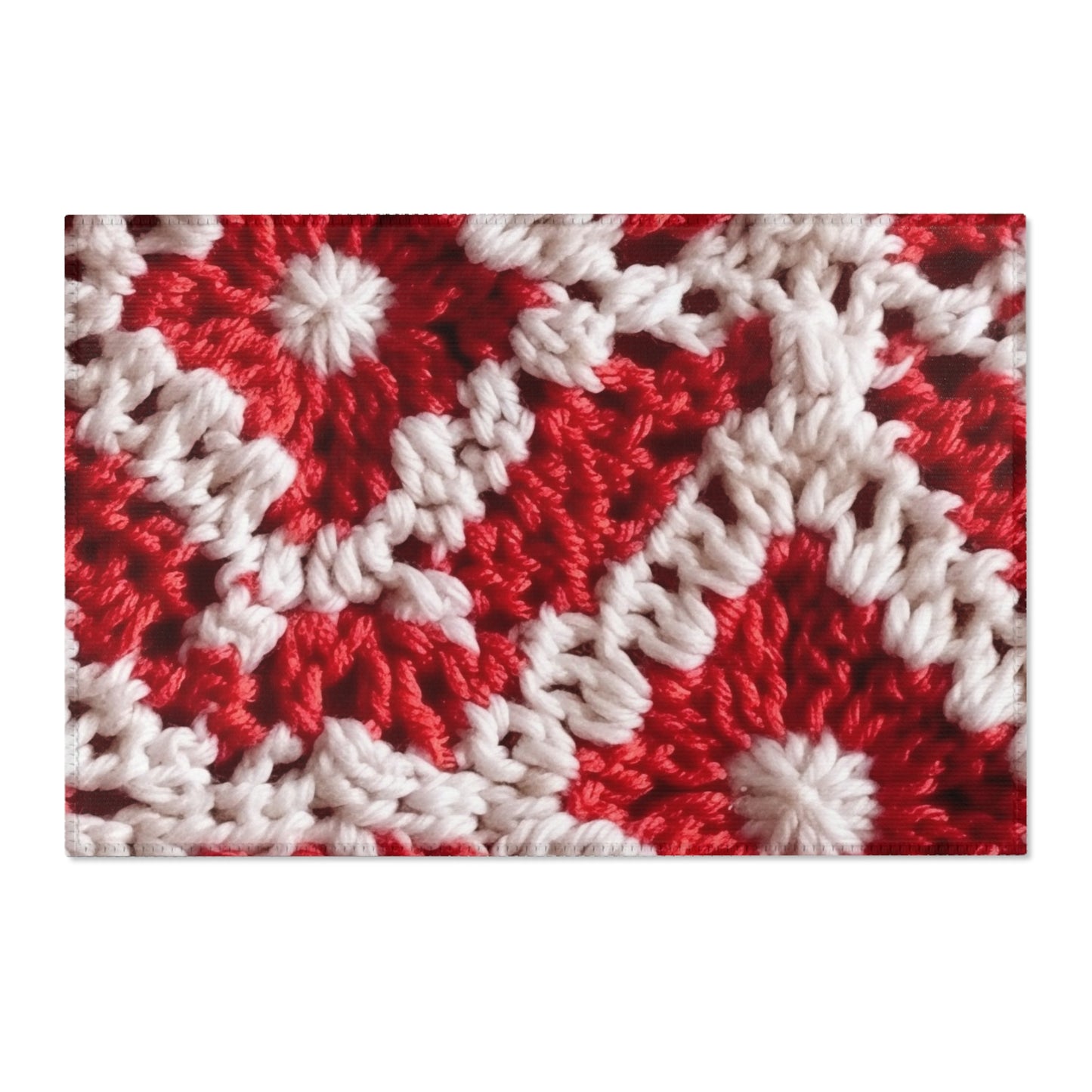 Cálido tejido de crochet rojo y blanco de invierno: diseño de textura elegante y cinematográfico - Alfombras