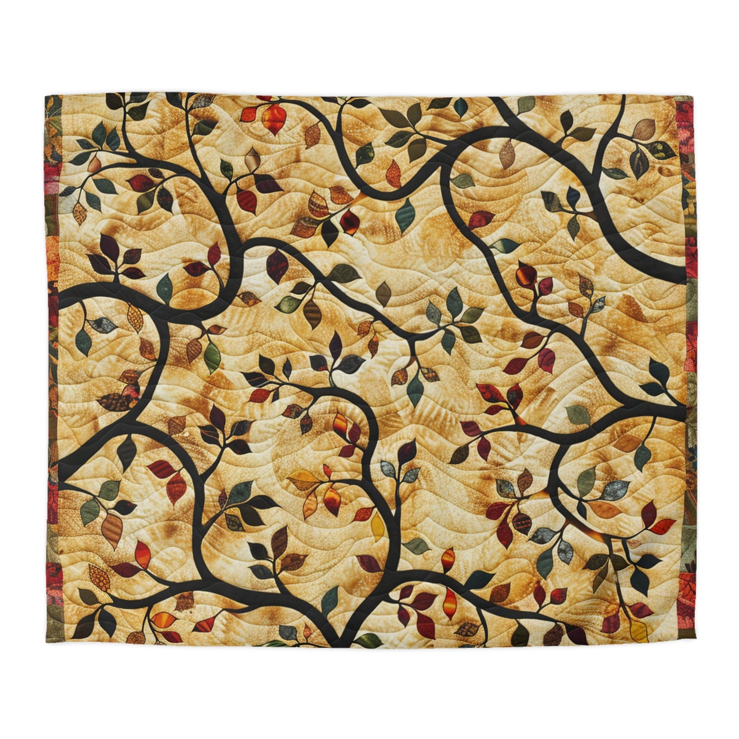 Boho Earthy Vines Graphic Quilt - Microfiber Duvet Cover