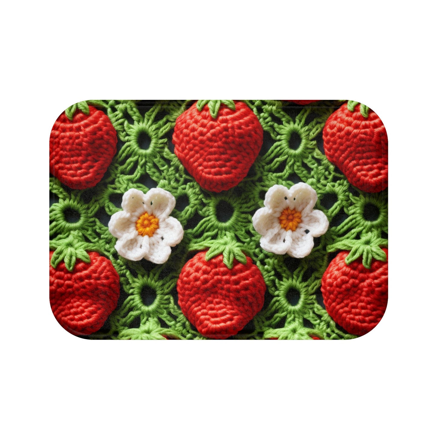 Strawberry Field Crochet - Forever Forest Greens - Fruit Berry Harvest Crop - Bath Mat