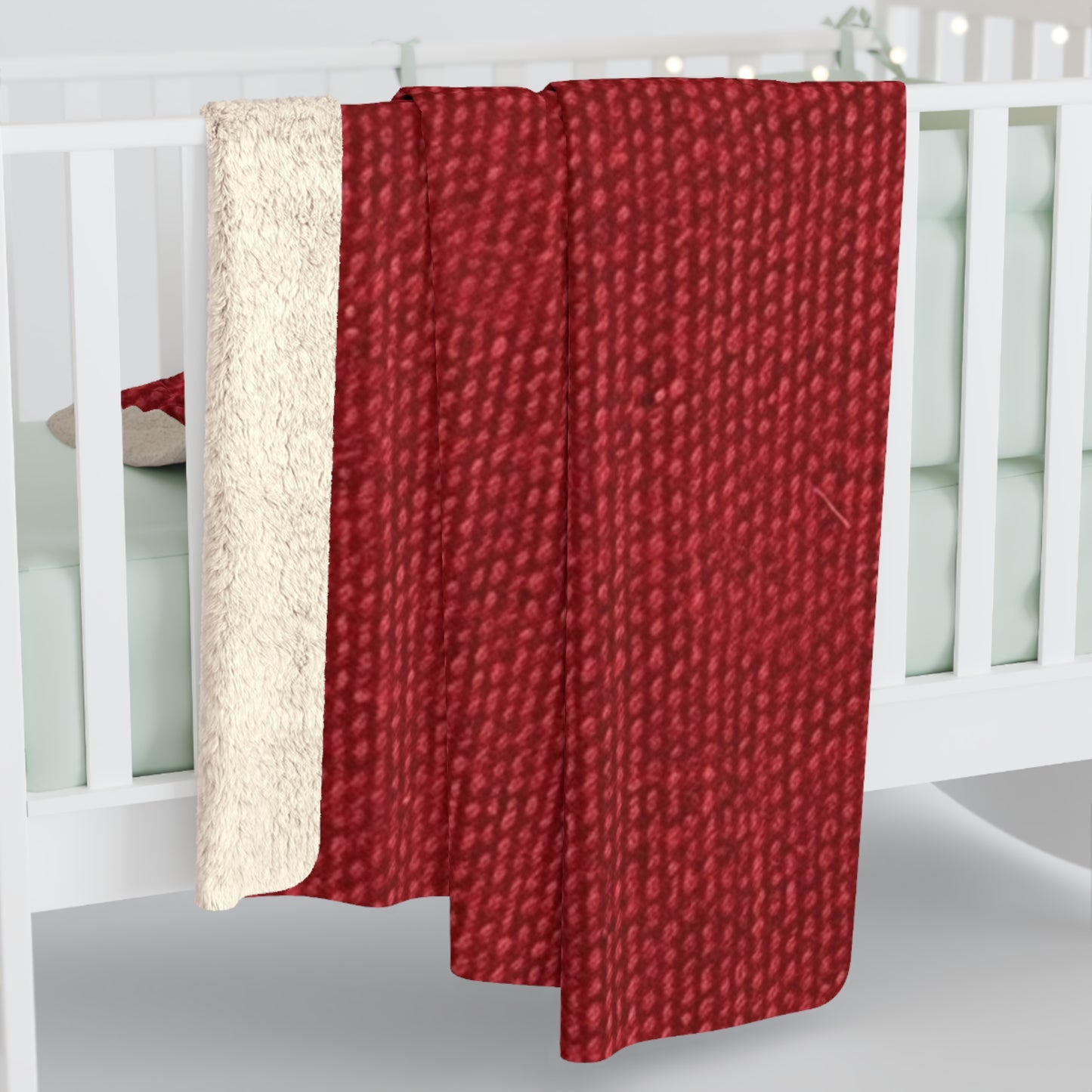 Bold Ruby Red: Denim-Inspired, Passionate Fabric Style - Sherpa Fleece Blanket