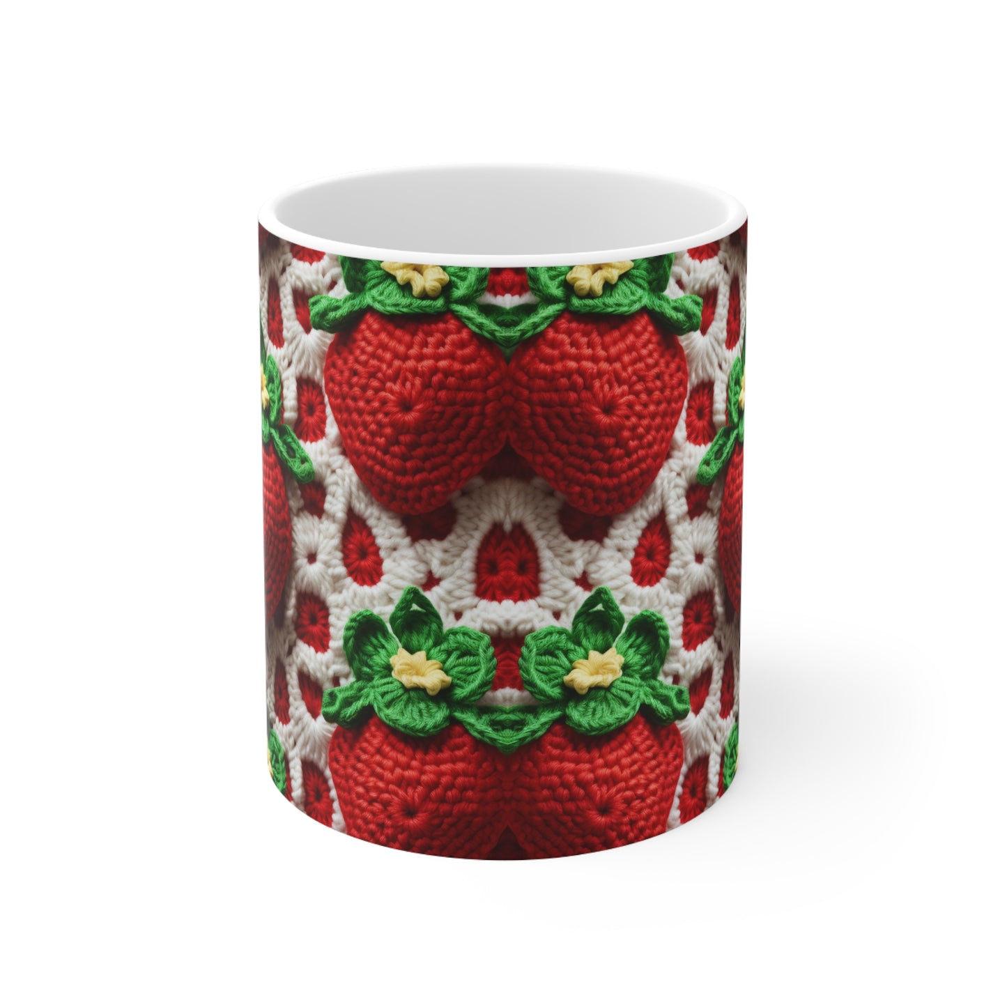 Strawberry Crochet Pattern - Amigurumi Strawberries - Fruit Design for Home and Gifts - Ceramic Mug 11oz