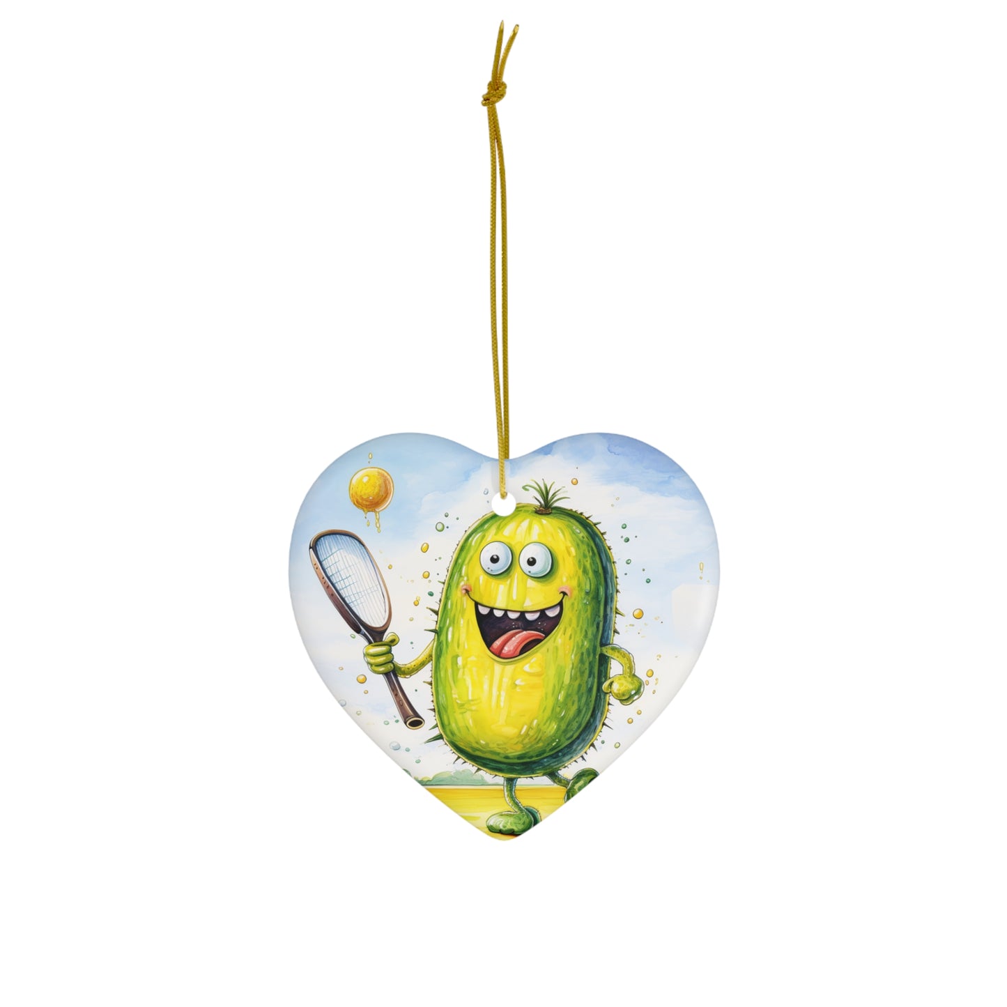 Pickleball Sport: Athletic Pickle Playing Game with Net and Paddle - Ceramic Ornament, 4 Shapes