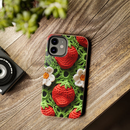 Strawberry Field Crochet - Forever Forest Greens - Fruit Berry Harvest Crop - Tough Phone Cases