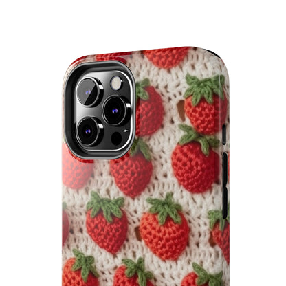 Strawberry Traditional Japanese, Crochet Craft, Fruit Design, Red Berry Pattern - Tough Phone Cases