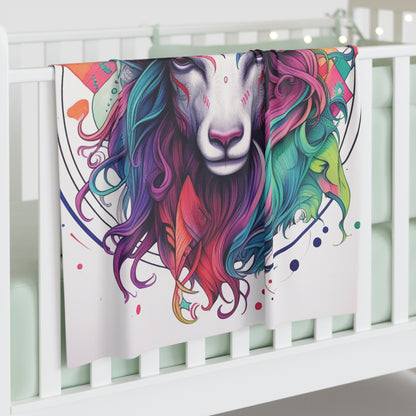 Chill Capricorn Style - Fine Line Multicolor Astrology Design - Baby Swaddle Blanket