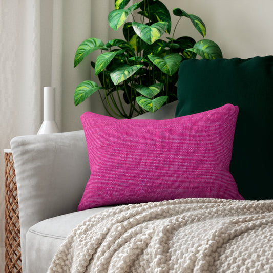 Hot Neon Pink Doll Like: Denim-Inspired, Bold & Bright Fabric - Spun Polyester Lumbar Pillow