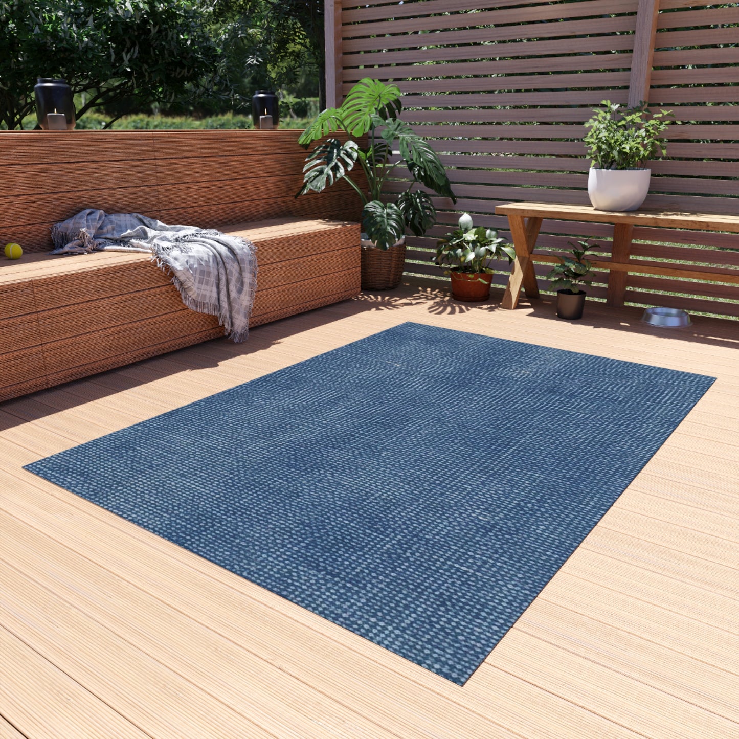 Outdoor Bass Boat Style - Denim Design Artwork - Outdoor Rug