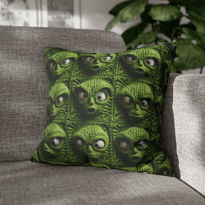 Alien Granny Square Crochet - Galacitc Space Sci fi Fantasy Theme - Spun Polyester Square Pillow Case