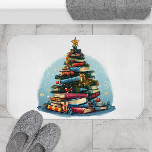 Book Lover Christmas Tree, Gift For Readers - Bath Mat