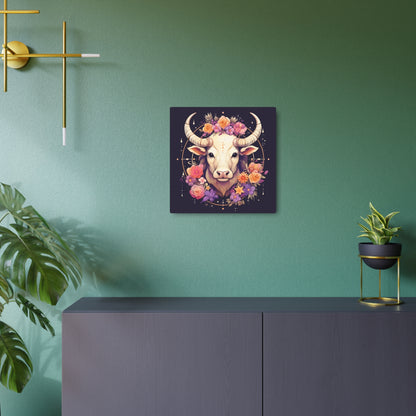 Taurus Zodiac Bull Flower Accents - Astrology Sign - Metal Art Sign