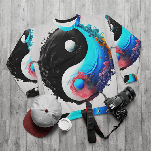 Yin Yang Symbol, Colorful Paint Style - Artistic Decor - Unisex Sweatshirt (AOP)