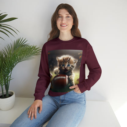 Football Kitten Touchdown: Tabby's Winning Play Sport Game - Unisex Heavy Blend™ Crewneck Sweatshirt