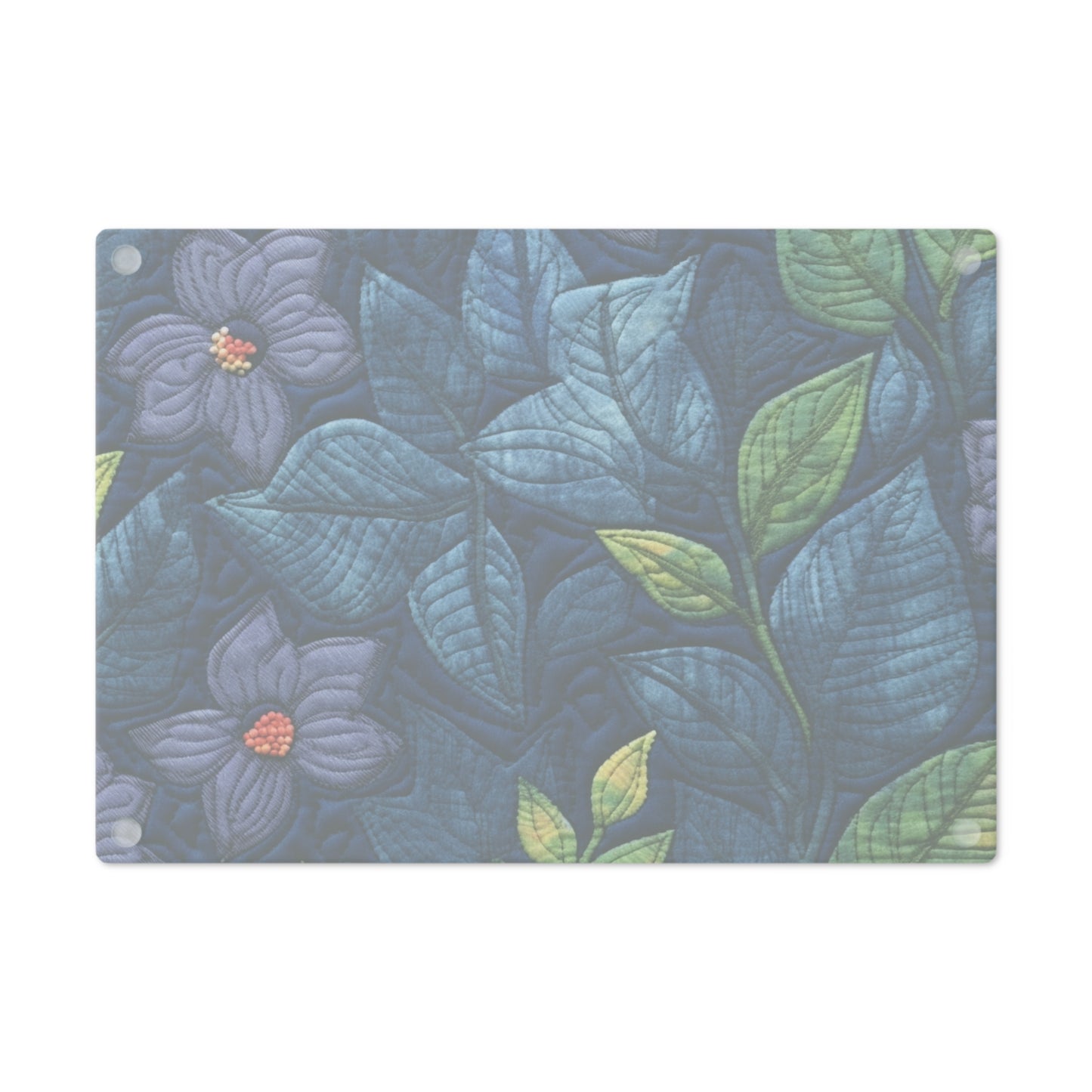 Floral Embroidery Blue: Denim-Inspired, Artisan-Crafted Flower Design - Cutting Board