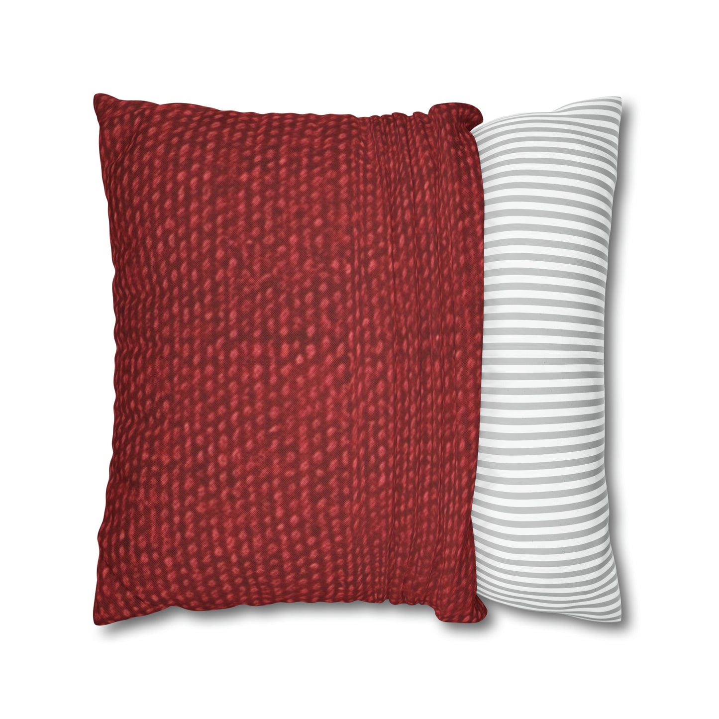 Bold Ruby Red: Denim-Inspired, Passionate Fabric Style - Spun Polyester Square Pillow Case