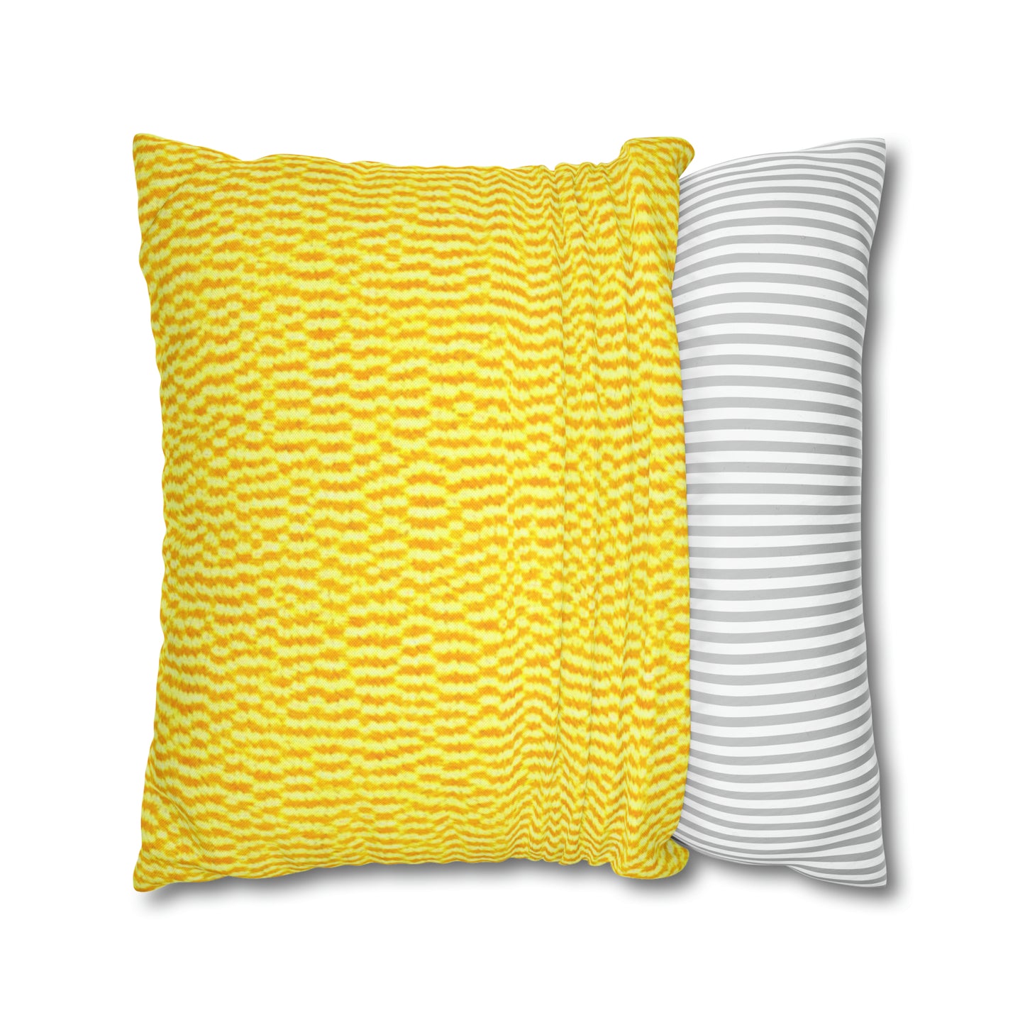 Sunshine Yellow Lemon: tela alegre e inspirada en la mezclilla - Funda de almohada cuadrada de poliéster hilado 