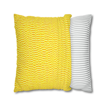 Sunshine Yellow Lemon: tela alegre e inspirada en la mezclilla - Funda de almohada cuadrada de poliéster hilado 