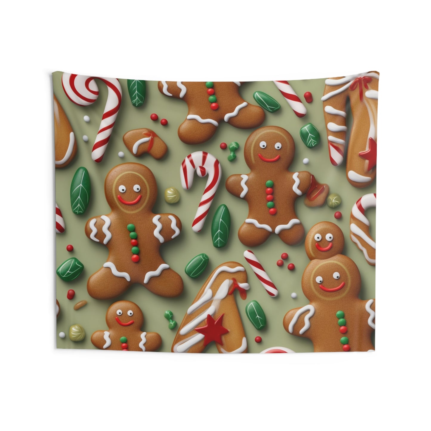 Gingerbread Man Christmas Cookie - Tree - Candy Cane - Indoor Wall Tapestries