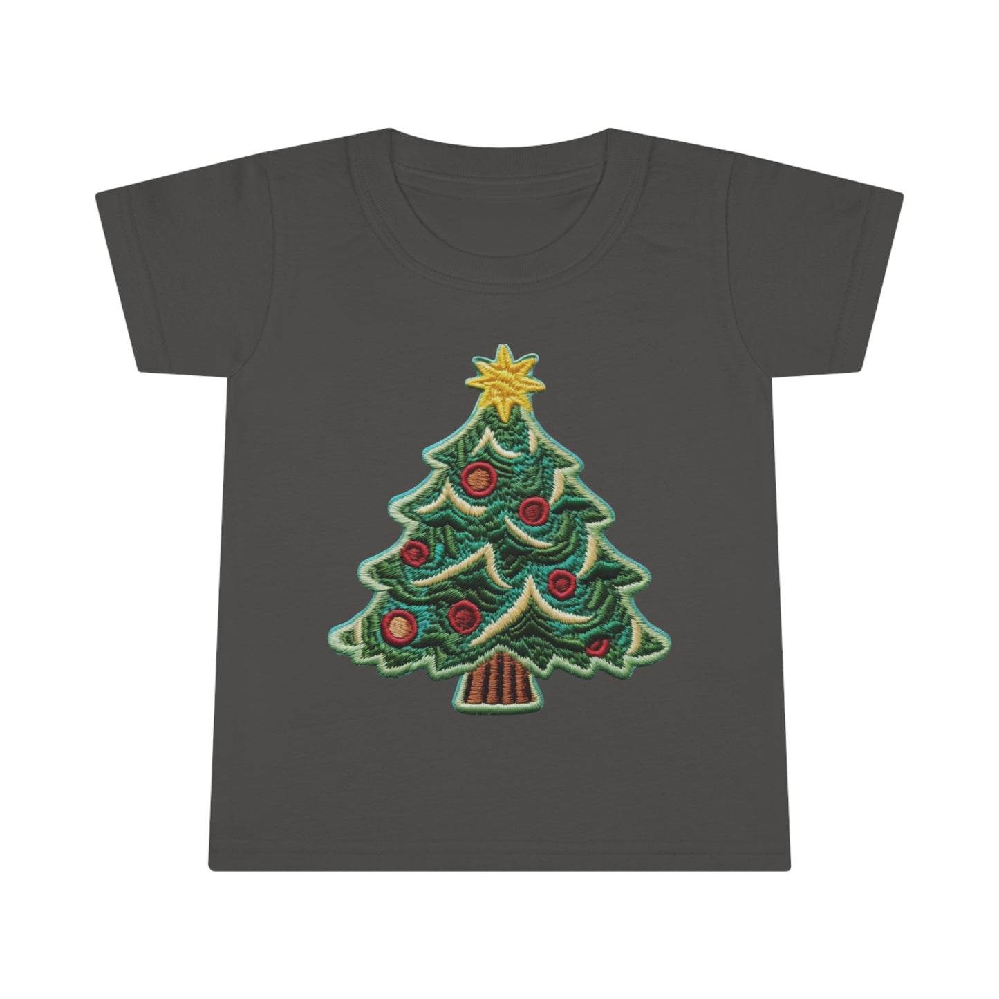 Chenille Christmas Tree: Embroidered Festive Holiday Patch - Toddler T-shirt