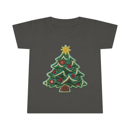 Chenille Christmas Tree: Embroidered Festive Holiday Patch - Toddler T-shirt