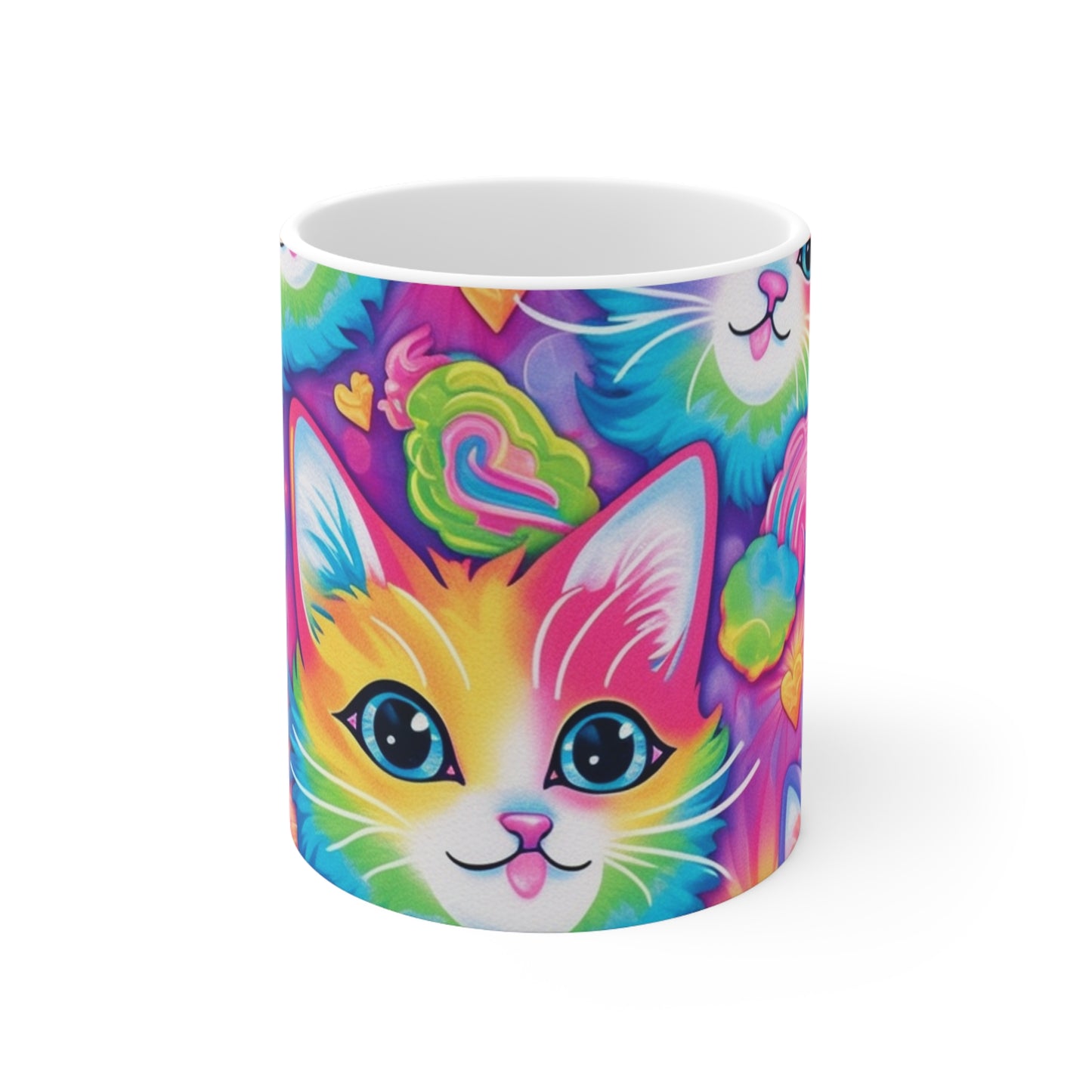 Happy Kitten & Cat Design - Vivid, Colorful & Eye-Catching - Ceramic Mug 11oz