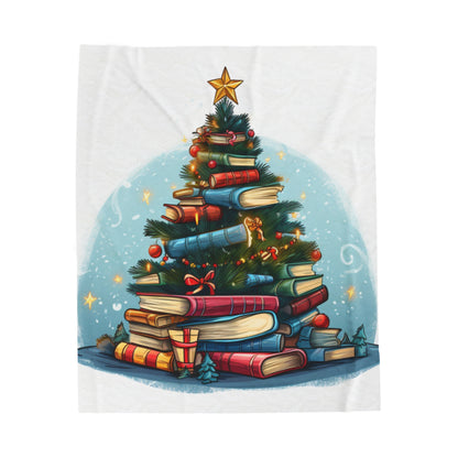 Book Lover Christmas Tree, Gift For Readers - Velveteen Plush Blanket